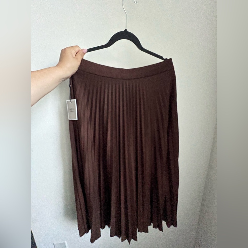 Elegant Brown A-Line Pleated Skirt